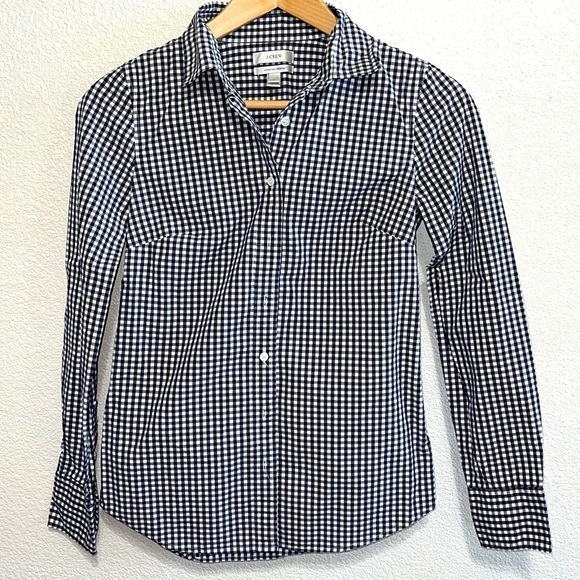 J. Crew Black & White Checker Woman Shirt - Picture 1 of 7